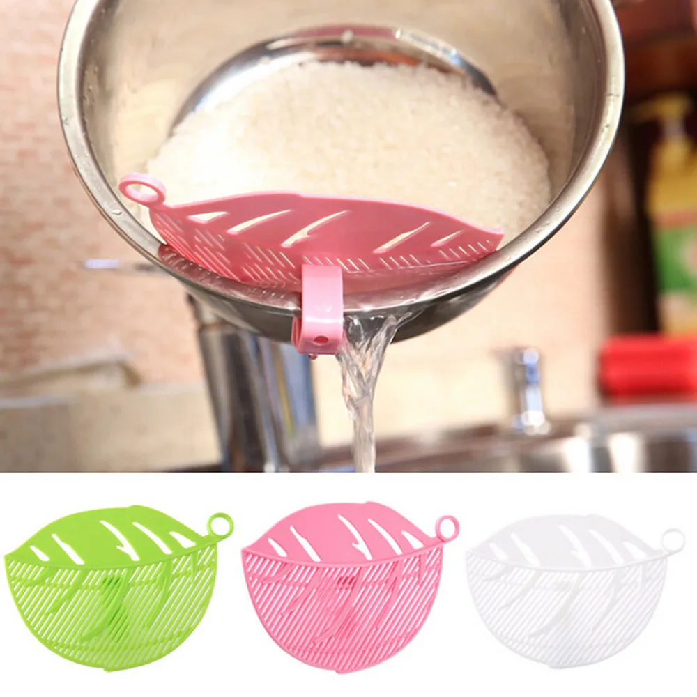 

Well designed Durable Clean Leaf Shape Rice Wash Sieve Cleaning Gadget Kitchen Clips Tools