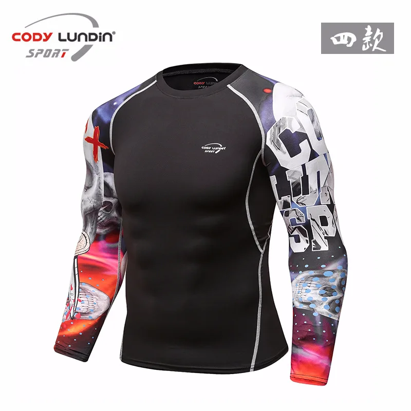 Men Fitness Sport T Shirt Long Sleeve Gym Compression Shirt Bodybuilding Workout Tee Shirts Cycling Quick Dry  Training Shirt