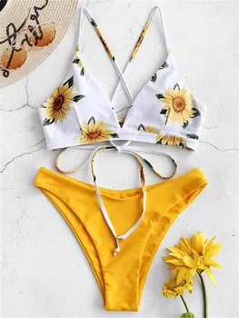

Double-side Strap Two-Piece Push Up Set Beachwear Swimwear Bikini Maillot De Bain 2020