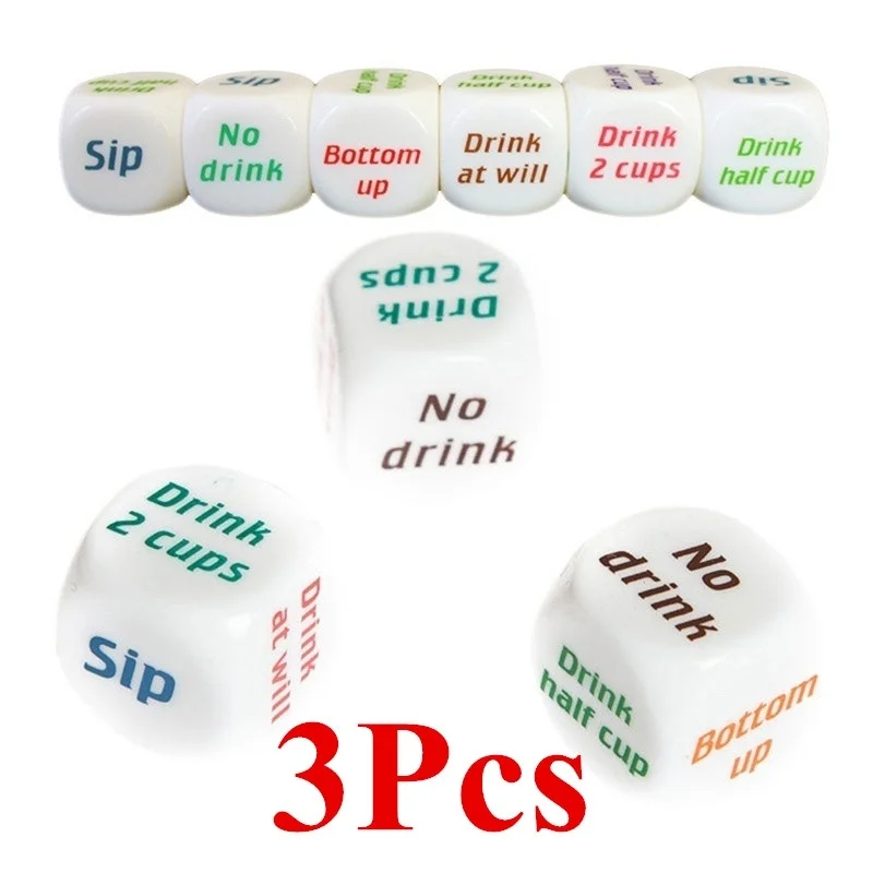 3Pcs New Funny Drinking Sip Dice Roll Decider Die Game Party Bar Club Pub Gift Toy | Дом и сад