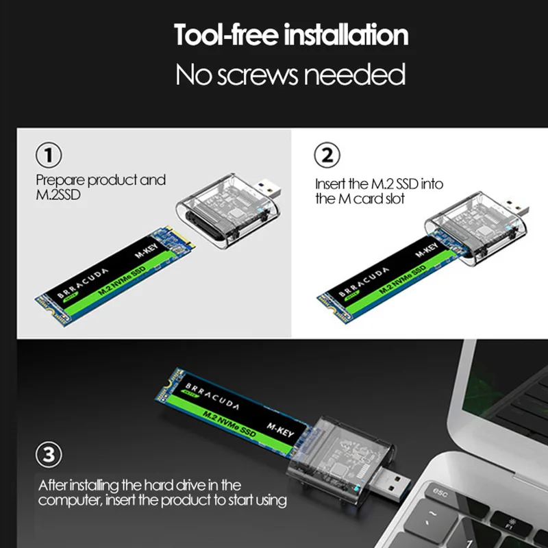 HDD ڽ SSD ̽ NVME/SATA  M.2 To USB 3.0 SSD , NVME PCIE NGFF SATA M / B Ű SSD ũ ڽ M.2 SSD ̽