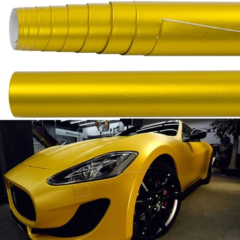 

SUNICE 1.52mx5/18/30m Car Film Stickers Matte Yellow Stain Chrome Vehicle Body Sticker Self-sdhesive Cars Vinyl Stickers Films