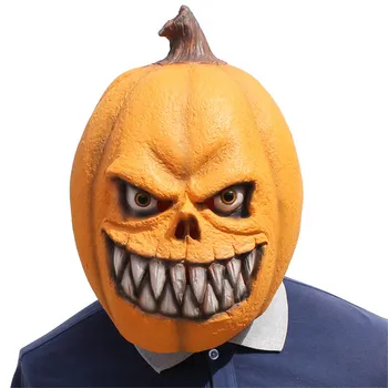 

Novelty 2020 Halloween Pumpkin Mask Costume Festival Party Props Skull Horror Evil Latex Pumpkin Full Face Head Mask