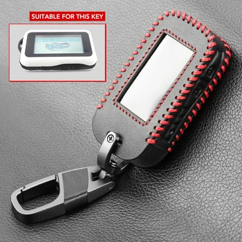 

Leather Car Key Case For Starline E63 E90 E91 E61 E95 E66 2-Way Car Alarm LCD Remote Controller Keychain Transmitter Keys Cover