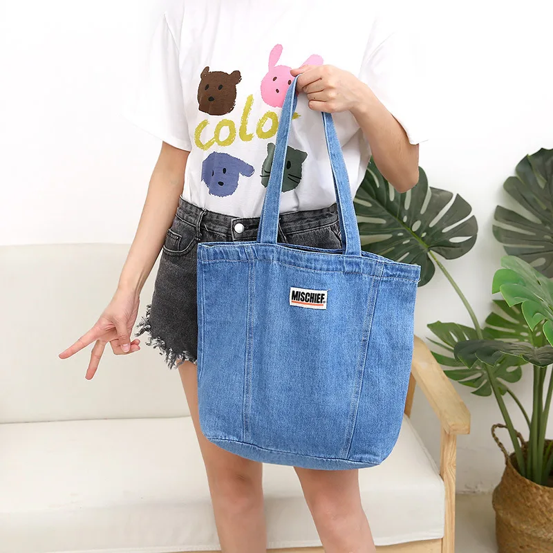 Южная Корея простая повседневная ковбойская Холщовая Сумка хипстер ткань ручной работы Сумка сплошной цвет Универсальная художественная и художественная сумка на плечо C