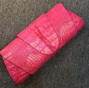 XHPJ новая женская сумка из крокодиловой кожи, женская сумка из натуральной крокодиловой кожи, женская сумка на плечо на цепочке, женская сумка-клатч - Цвет: pink