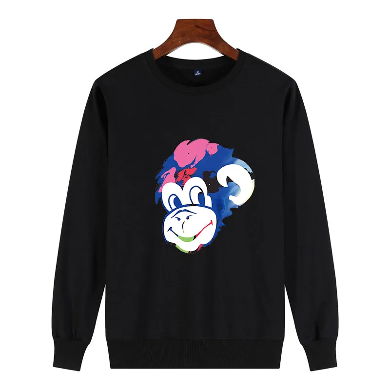 

Have a happy monkey head Print Color graffiti effect Men 100% Cotton Sweatshirt vibrant street items Mens Pullover