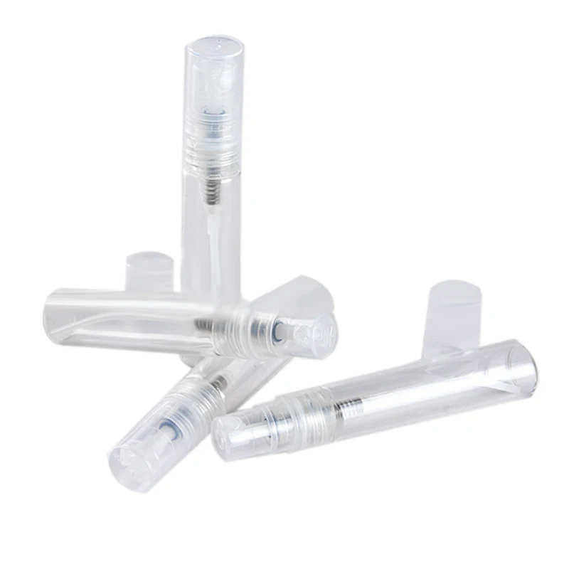 50pcs 2ML transparent mini perfume bottle atomized spray liquid container, sample pen bottle, small cosmetic packaging atomizer