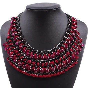 

New Design Spring Hot Sale String Chain Braided Crystal Chunky Necklace Fashion Jewelry for Women 2020