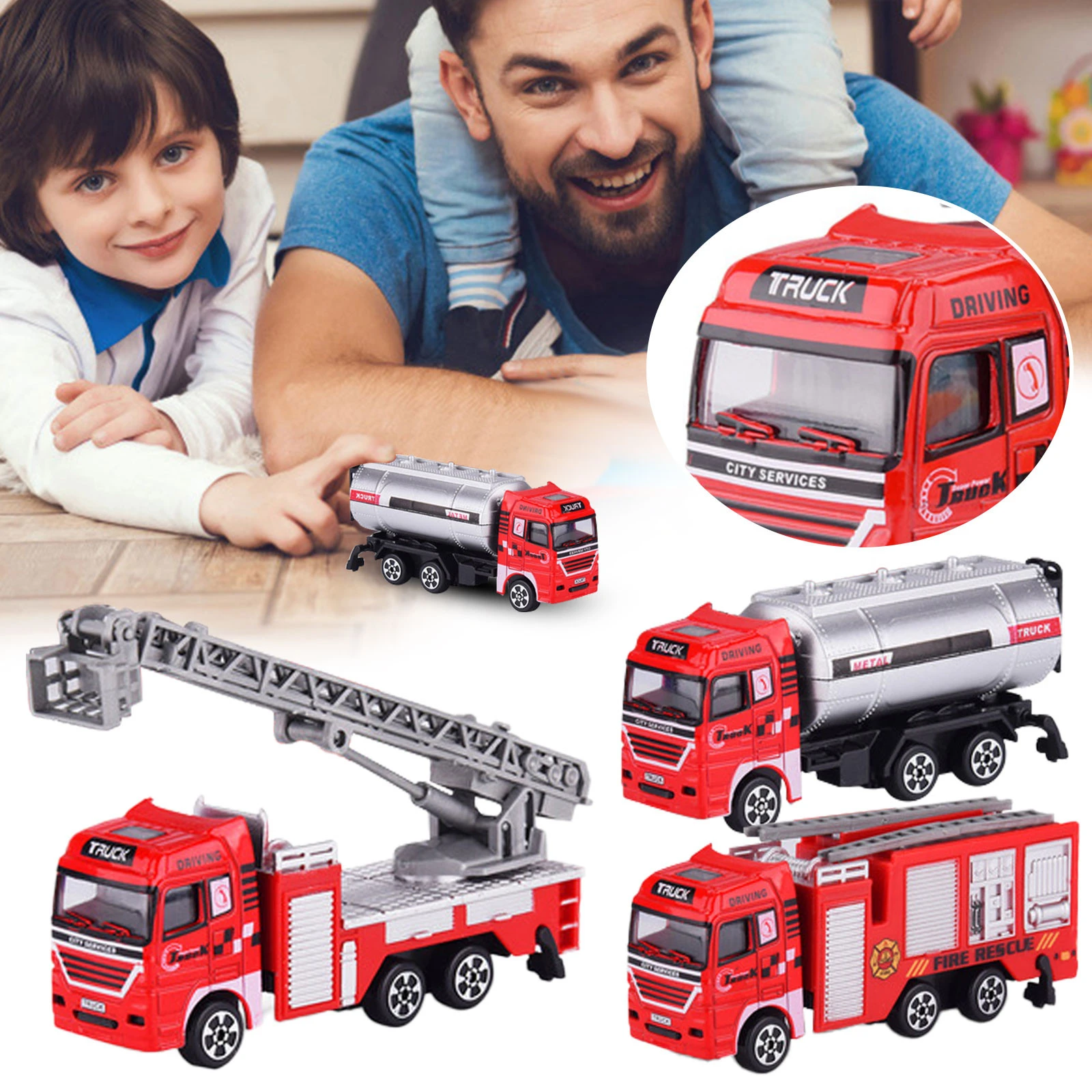 子供用の成形合金消防車 おもちゃセット シミュレーションゲーム レクリエーション車 トラック車 教育 最高の誕生日プレゼント Aliexpress