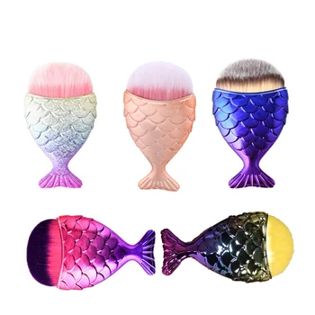 

Fish Tail Makeup Brush Foundation Powder Brush Professional Make Up Blush Brush Mermaid Face Beauty Cosmetic Kit Tool 5 Colors