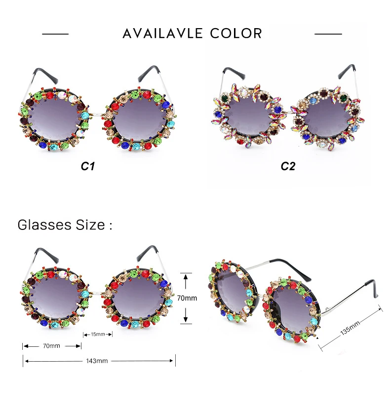RFOLVE, Роскошные, стразы, круглые солнцезащитные очки для женщин,, Ins, популярные, модные, солнцезащитные очки, летние, стиль, для путешествий, UV400, очки RX211