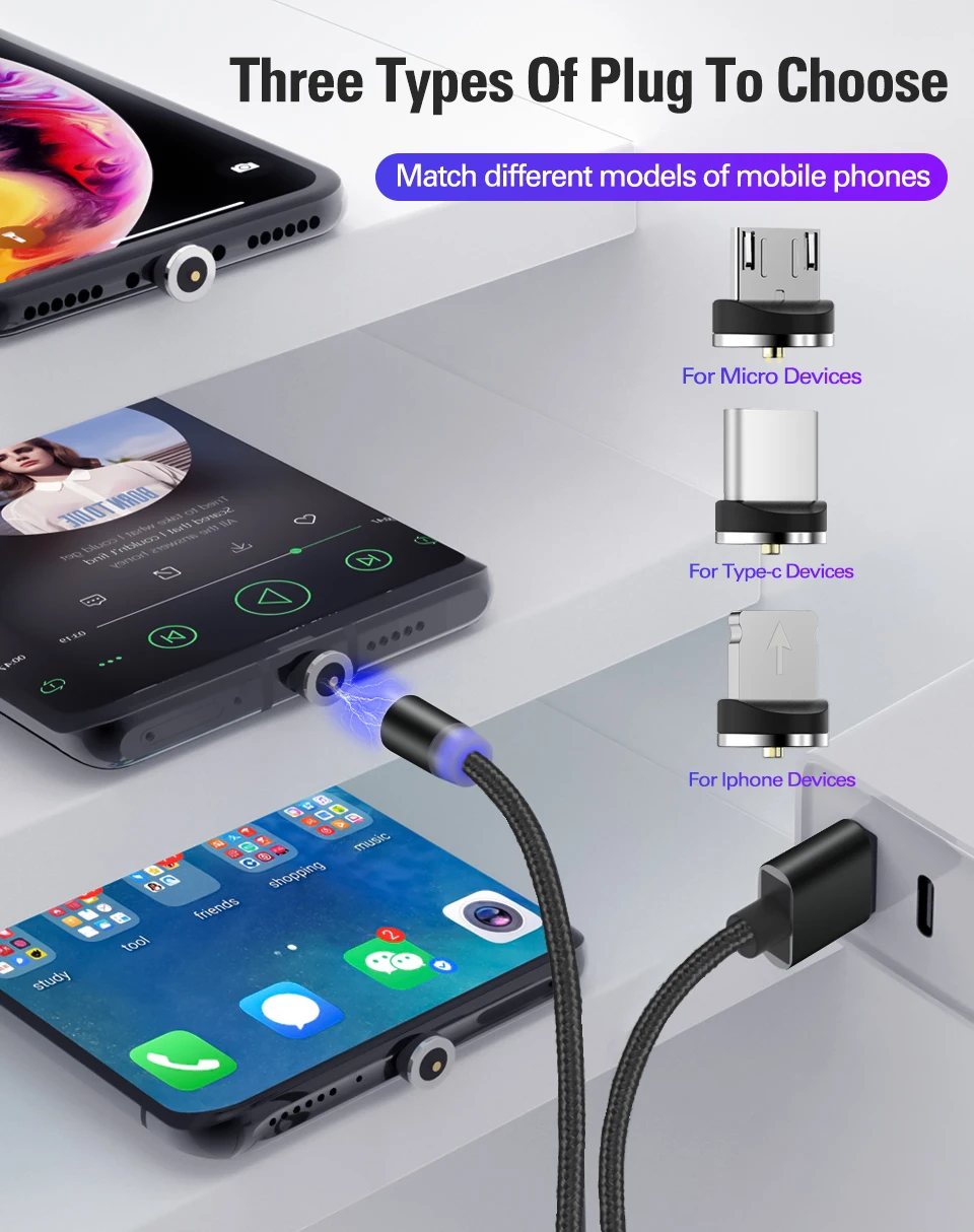 Coolreall Магнитный кабель Micro usb type C IOS Быстрая зарядка Micro usb type-C Магнитный зарядный провод usb c для iphone11 X Xr кабель