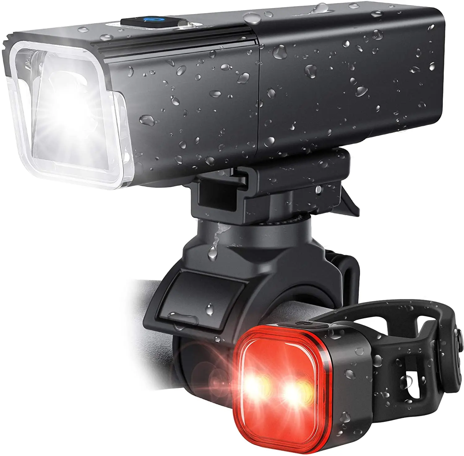 

8000 Lumens Bike Light USB Rechargeable 500m Long Range LED Bicycle Headlight Front and Back Rear Tail Lights, IPX6 Waterproof