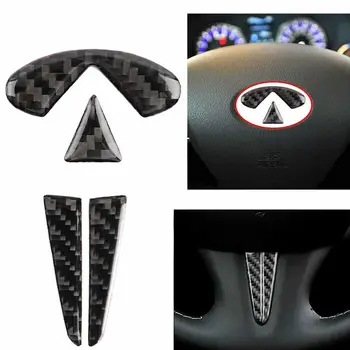 

Trim Steering Wheel Cover For Infiniti Q50 Q60 2014-19 4 PCS SET Black Logo