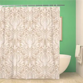 

Bathroom Shower Curtain Delicate Vector Seamless Lace Pattern in Vintage Style Ornament Romantic Polyester Fabric 72x72 inches