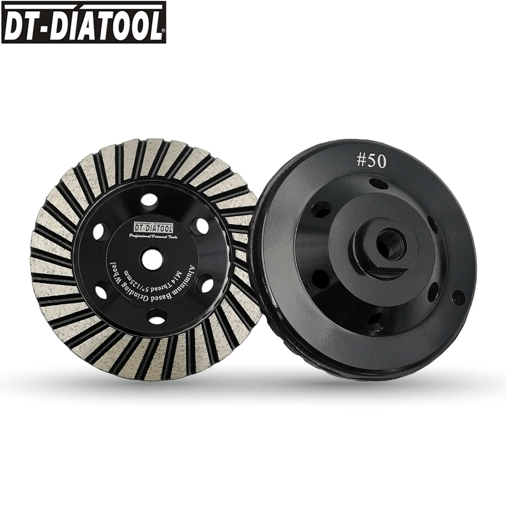 

DT-DIATOOL 2pcs/pk 125mm/5" Grit#50 Aluminum Based Grinding Cup Wheel M14 thread Diamond Grinding Disc Sanding Wheel for Granite