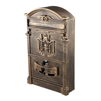 

LOCKABLE SECURE POSTBOX LETTERBOX WALL MOUNTED STAINLESS MAIL POST LETTER BOX Model:Bronze