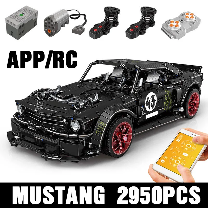 Модель 20102 года: Игрушечная машина, совместимая с MOC-16915 Mustang Hoonicorn, с функцией двигателя, Детская модель автомобиля, игрушечные строительные блоки - Цвет: Motor Function