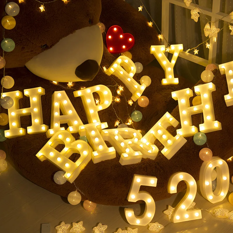 3D LED Night Light Letters 0-9 Number Symbols Wall Hanging Lights Christmas Wedding Birthday Party Holiday Atmosphere Decoration | Лампы и