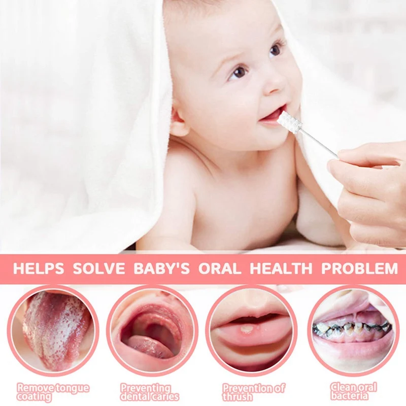 

Baby Care Supplies Infant Oral Cleaner Newborn Baby Nonfat Cotton Gauze Tongue Cleaner Toothbrush Teeth Clean Tools