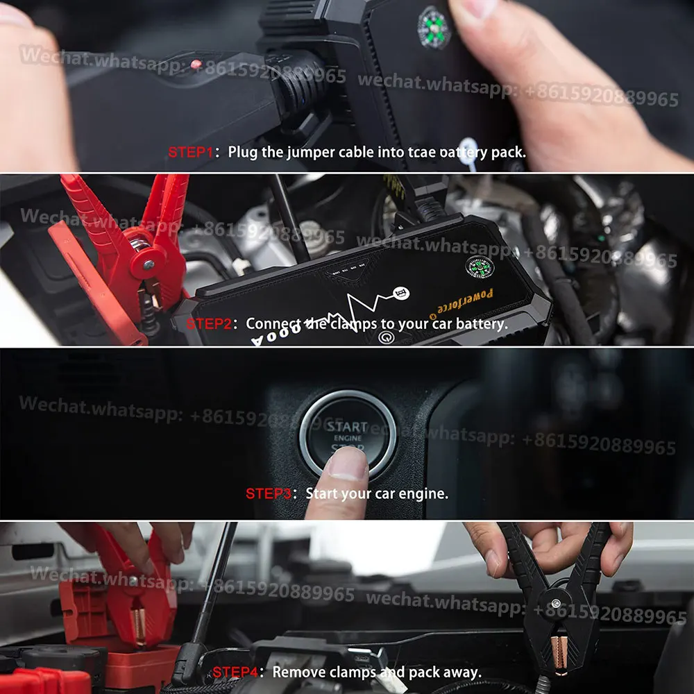 Upgraded Peak Current 3000A Super Safe Car Jump Starter with Quick Charge Auto Battery Booster Power Pack For Car