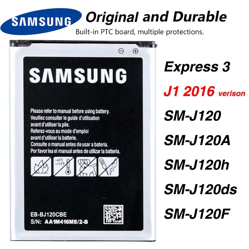 

Original Samsung EB-BJ120CBE Battery For Samsung Galaxy Express 3 J1 2016 J120 SM-J120A J120h J120ds SM-J120F J120A 2050mAh