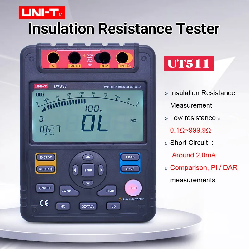Megger Meter Insulation Resistance Tester Unit Ut511 Ac Dc Voltage Ohm Meter Measure