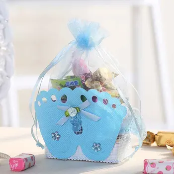 

12pcs Baby Foot Candy Box Baby Shower Sweet Bag Footprints on The Beach Favour Gift Box Baptism Candy Dragee Wrapping Packaging
