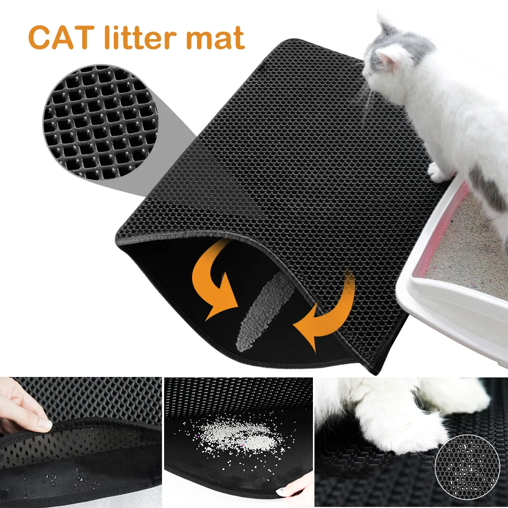 Черный серый S-L коврик для кошачьего туалета водонепроницаемый коврик для кошачьего туалета двойной слой EVA портативная легкая подушка