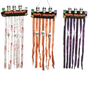 

Halloween Ornament Door Curtain Decorative Prop Skull Horror Tools Simulation Stage Curtain Pendant for KTV Ghost Festival Bar