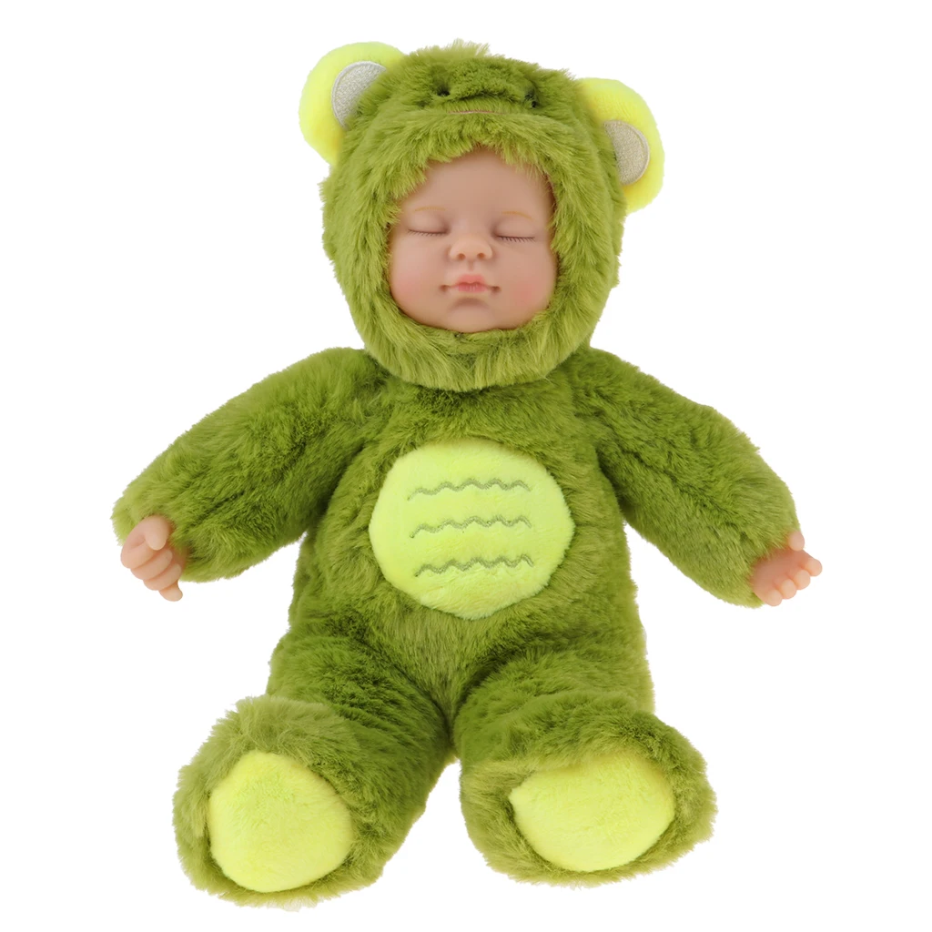 Lovely Simulation Newborn Sleeping Baby Infant Doll Lifelike Stuffed Animal Toys Plush Frog Baby Birthday New Year Gifts