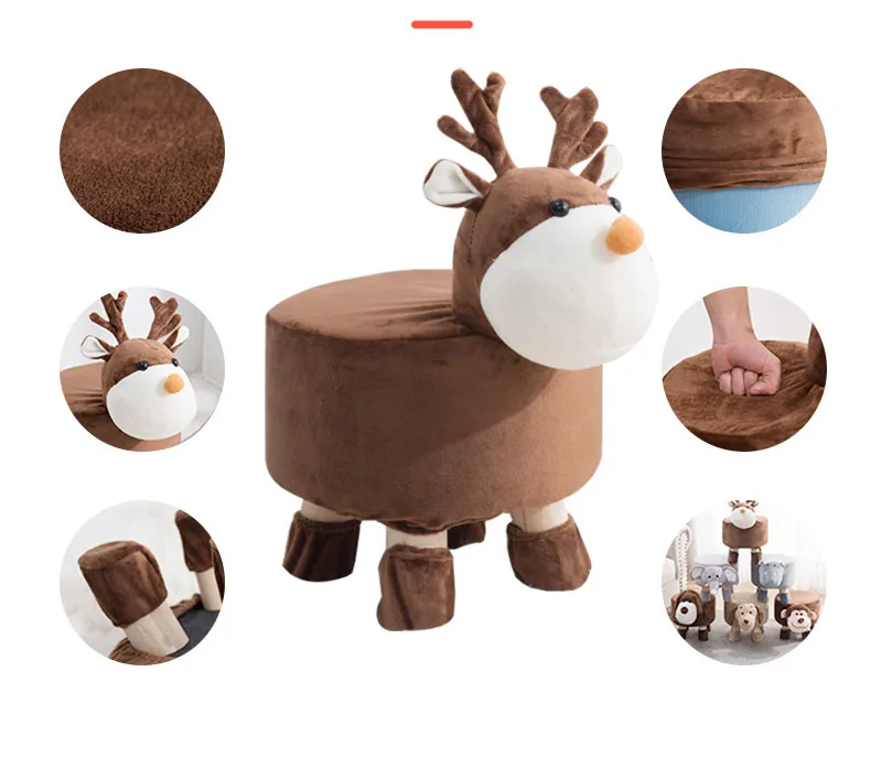 растущий стул Cartoon Change Shoes Children Wooden Stool Creative Sofa Family Lazy Cute Animal Baby Kids Little Dining Chair