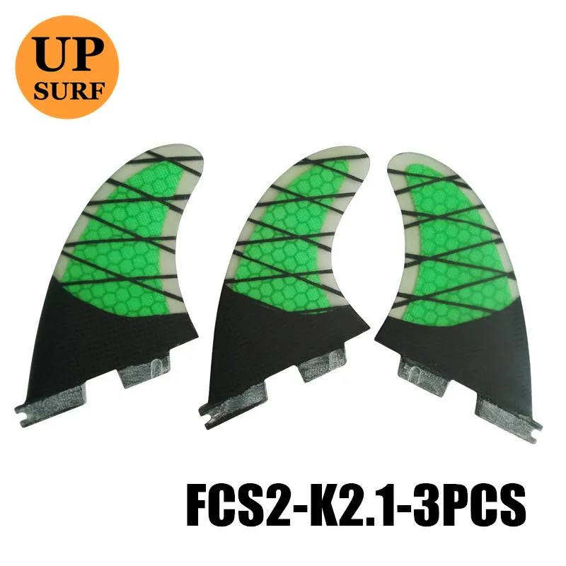 k2.1 3pcs green 2шт/3 шт серфинг FCS2 K2.1 плавник с Сотами стекловолокна плавник из углеродного волокна для серфинга FCSII Tri-quad плавники синий - Цвет: k2.1 3pcs green