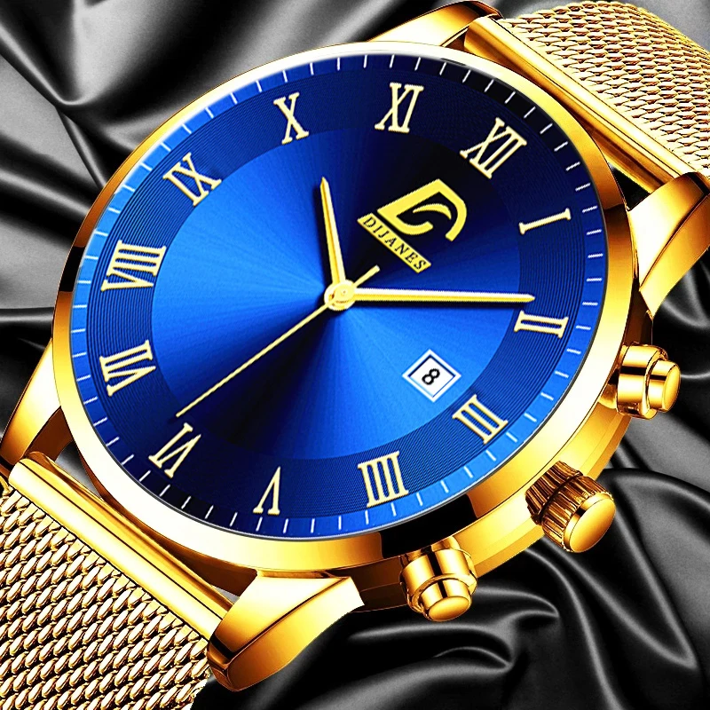 Mens Minimalist Watches Luxury Stainless Steel Mesh Belt Quartz Wrist Watch 2022 Men Business Casual Sports clock часы мужские 3