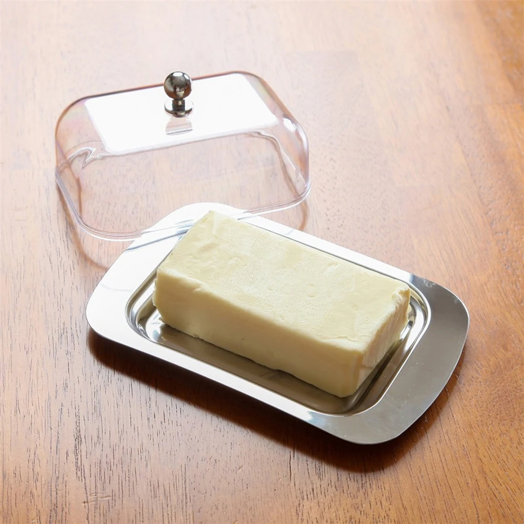 Stainless Steel Butter Dish Cake Dessert Bread Serving Tray Buffet Food Container Furit Salad Steak Storage Box 