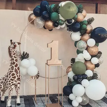 

Retro Green Chrome Gold Balloons Garland Arch Confetti Silver DIY Birthday Wedding Baby Shower Anniversary Party Decoration