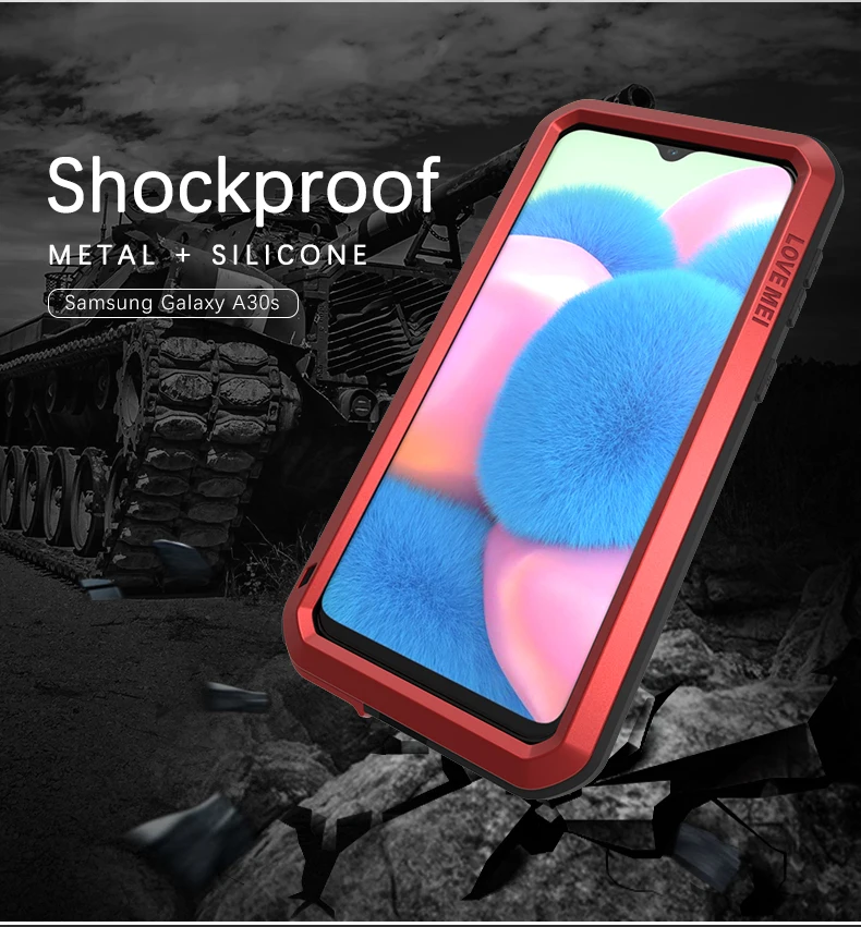 Love Mei металлический чехол для samsung Galaxy A30s Броня противоударный чехол для телефона для samsung Galaxy A30S прочный полный корпус анти-осенний чехол