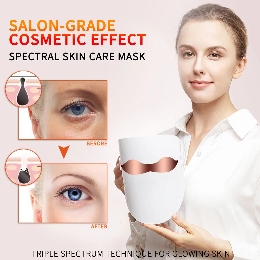 Электрическая светодиодная маска для лица против морщин омоложение отбеливание