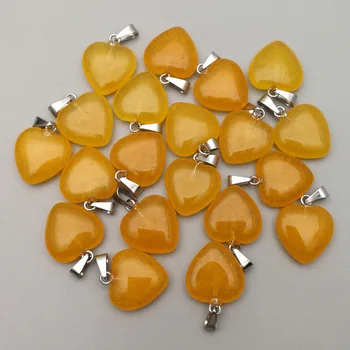 

Wholesale yellow stone fashion 15mm heart Pendants & necklaces for making Jewelry charm accessories 50pcs/lot