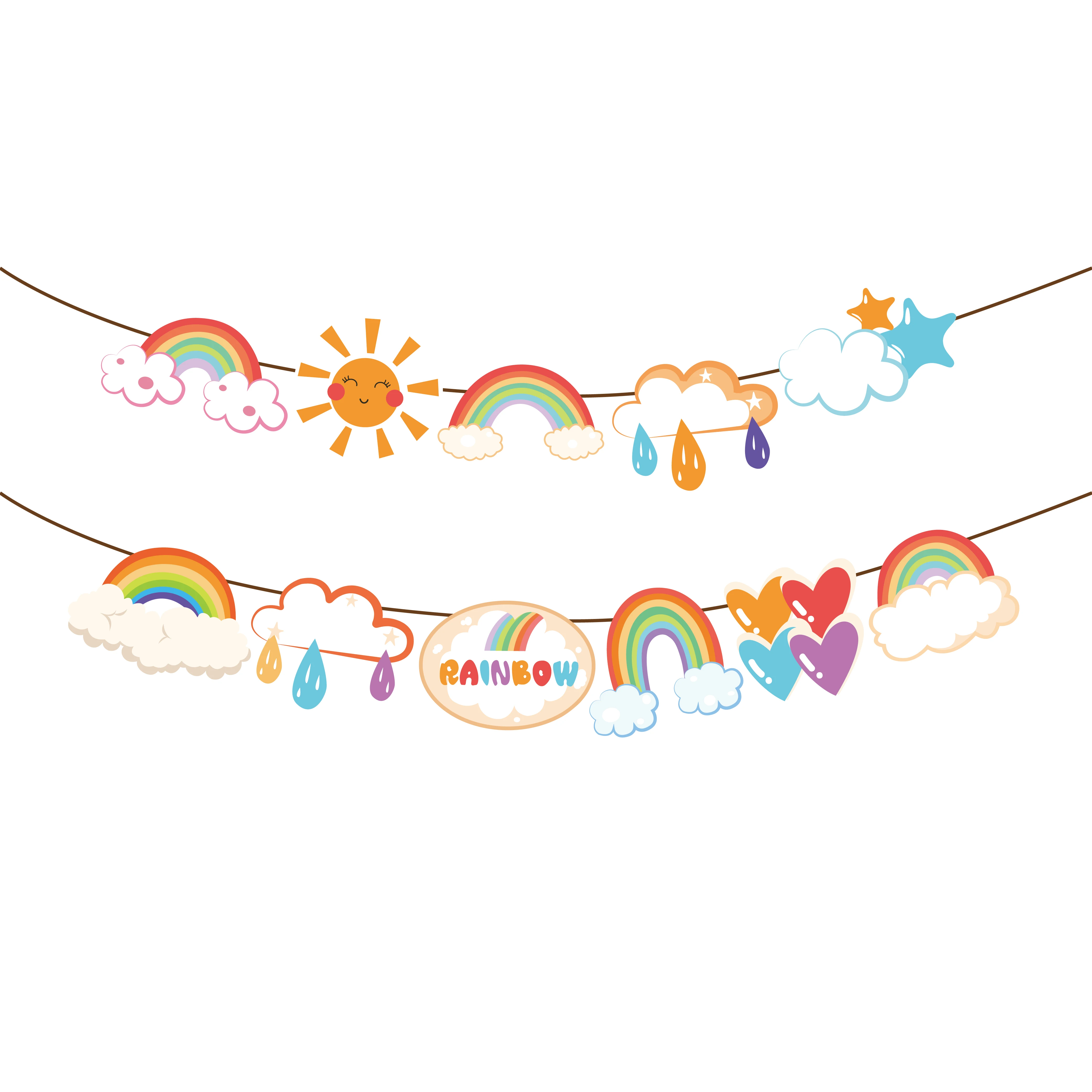 Banderines colgantes de arcoíris de colores para niños, feliz cumpleaños decoración de fiesta, de pared de arcoíris para Baby Shower, regalos de fiesta DIY - AliExpress y jardín