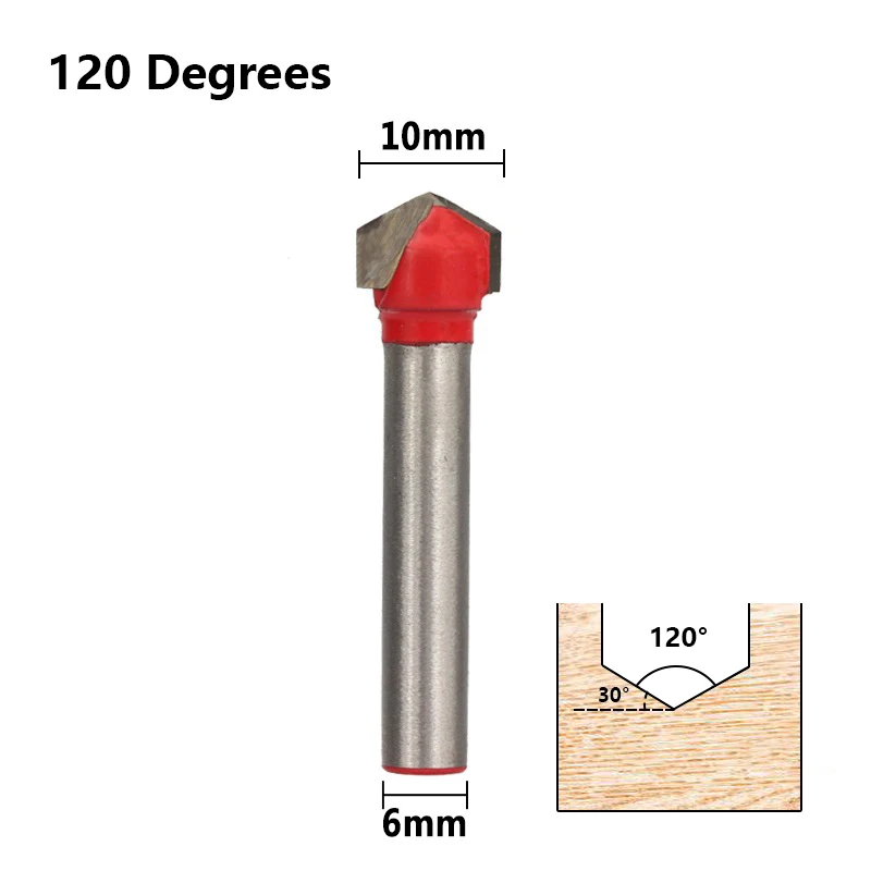 1 шт. 6 мм хвостовик фреза для дерева V Форма древесины маршрутизатор фрезерный резак 3D Обрезка гравировка бит 60/90/120/150 градусов - Длина режущей кромки: 6x10 120D