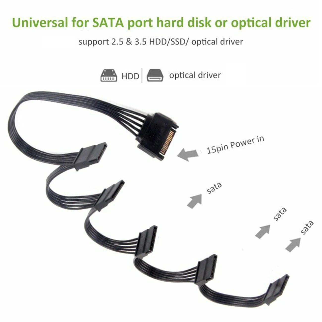 15Pin SATA Питание сплиттер кабель жесткого диска 1 Мужской до 5 Женский Удлинительный