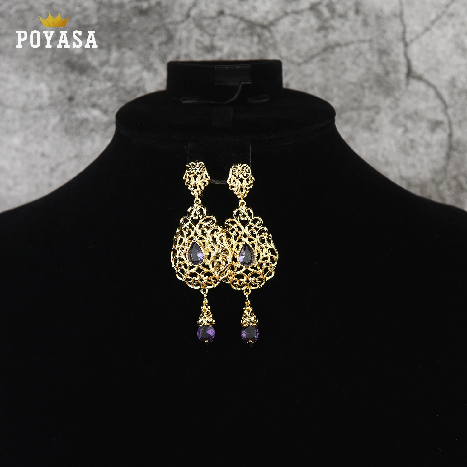 

Moroccan Caftan wedding gold earring red and green stone fashion jewelry copper high quality earring