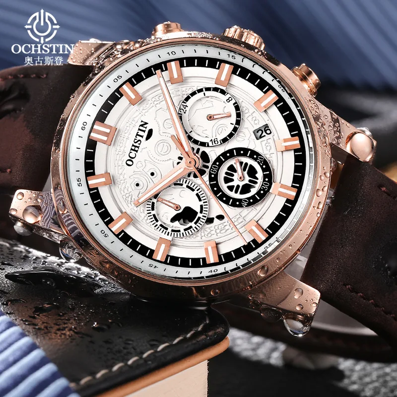 

Ochstin Hot Selling MEN'S Quartz Watch Leather Watch Strap Hollow out Surface Luminous Watch