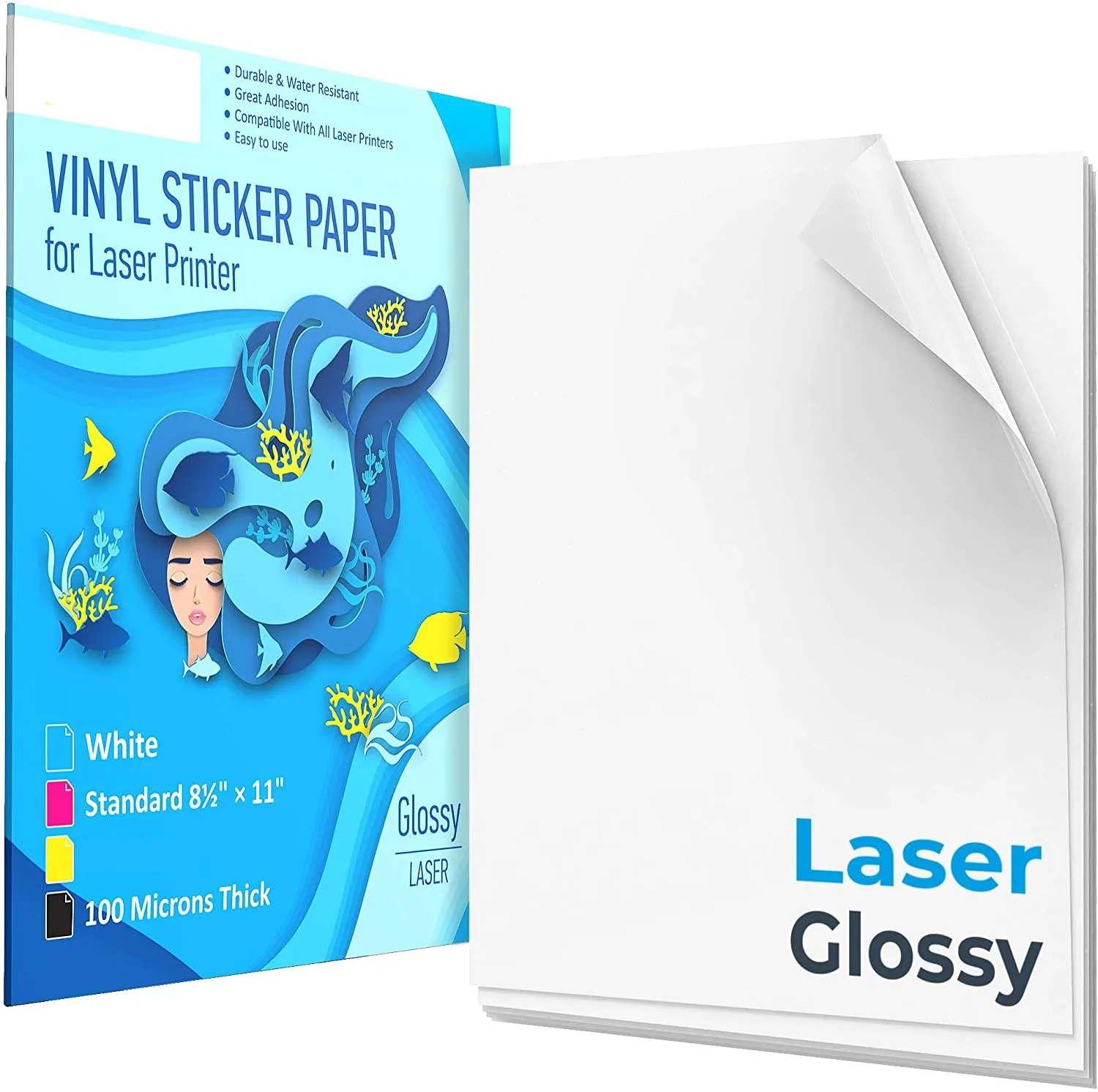 

50 Sheets A4 Vinyl Sticker Paper for Laser Printer Glossy White Self Adhesive Stickers Label Waterproof Decal Paper Sheet