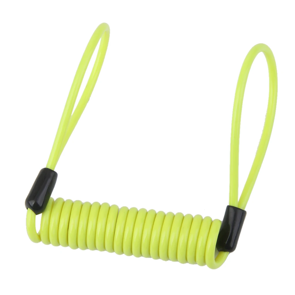 Motorcycle Bike Safety Lanyard Coiled Wire Disc Brake Lock Reminder Cable