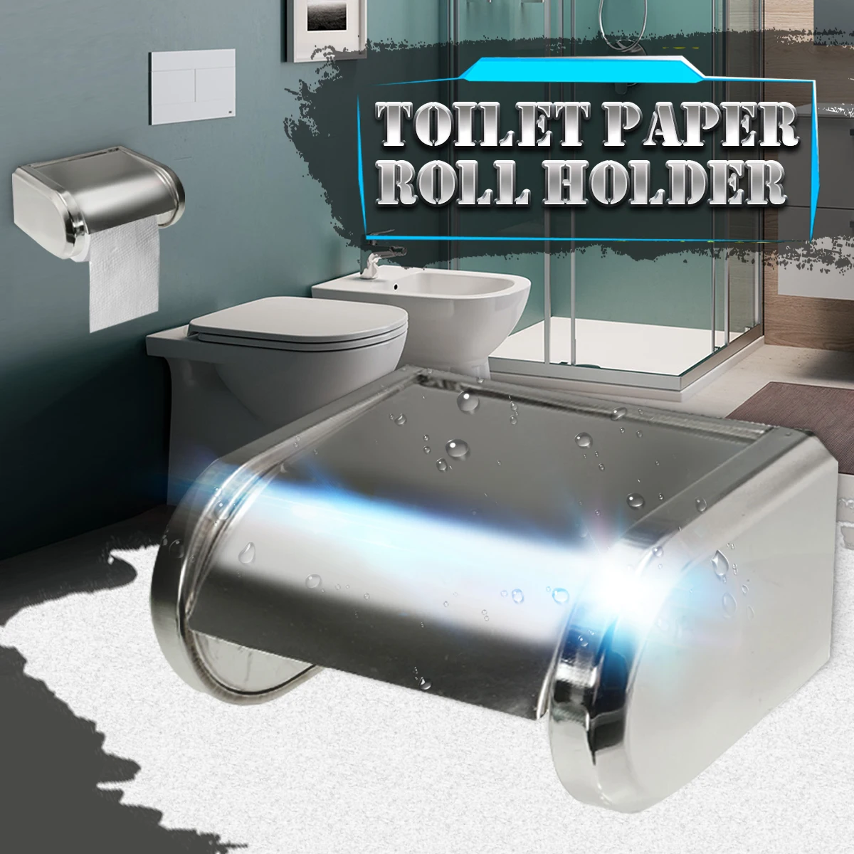 

Bathroom Paper Holder Roll Tissue Paper Holder Toilet Tissue Roll Box Polished Chrome Stainless Steel Wall Mounted