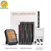 

Digital Barbecue Thermometer Bluetooth 5.0 Wireless Cooking with 6 Probes and LCD Display for Oven BBQ Kitchen for IOS, Android