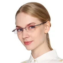 Metal High Quality Rimless Diamond Cut Trimming Reading Glasses Women Retro Anti-fatigue Diopter Glasses for Female NX